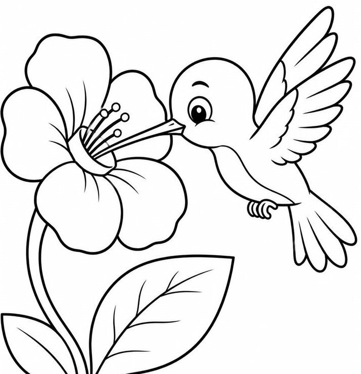 Cute Hummingbird Drawing – Easy Bird Coloring for Kids